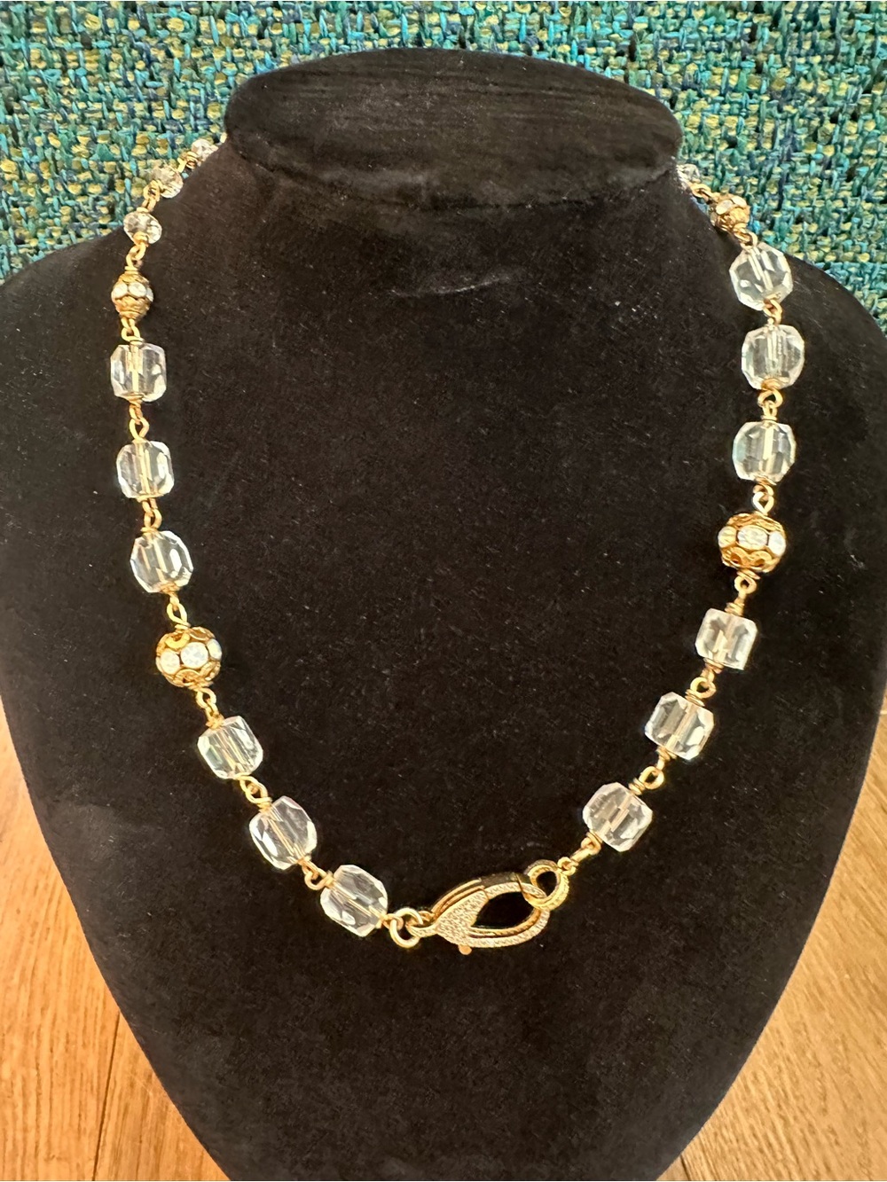 Adjustable. Joker Made from Vintage Crystal beads with Claw clasp in front